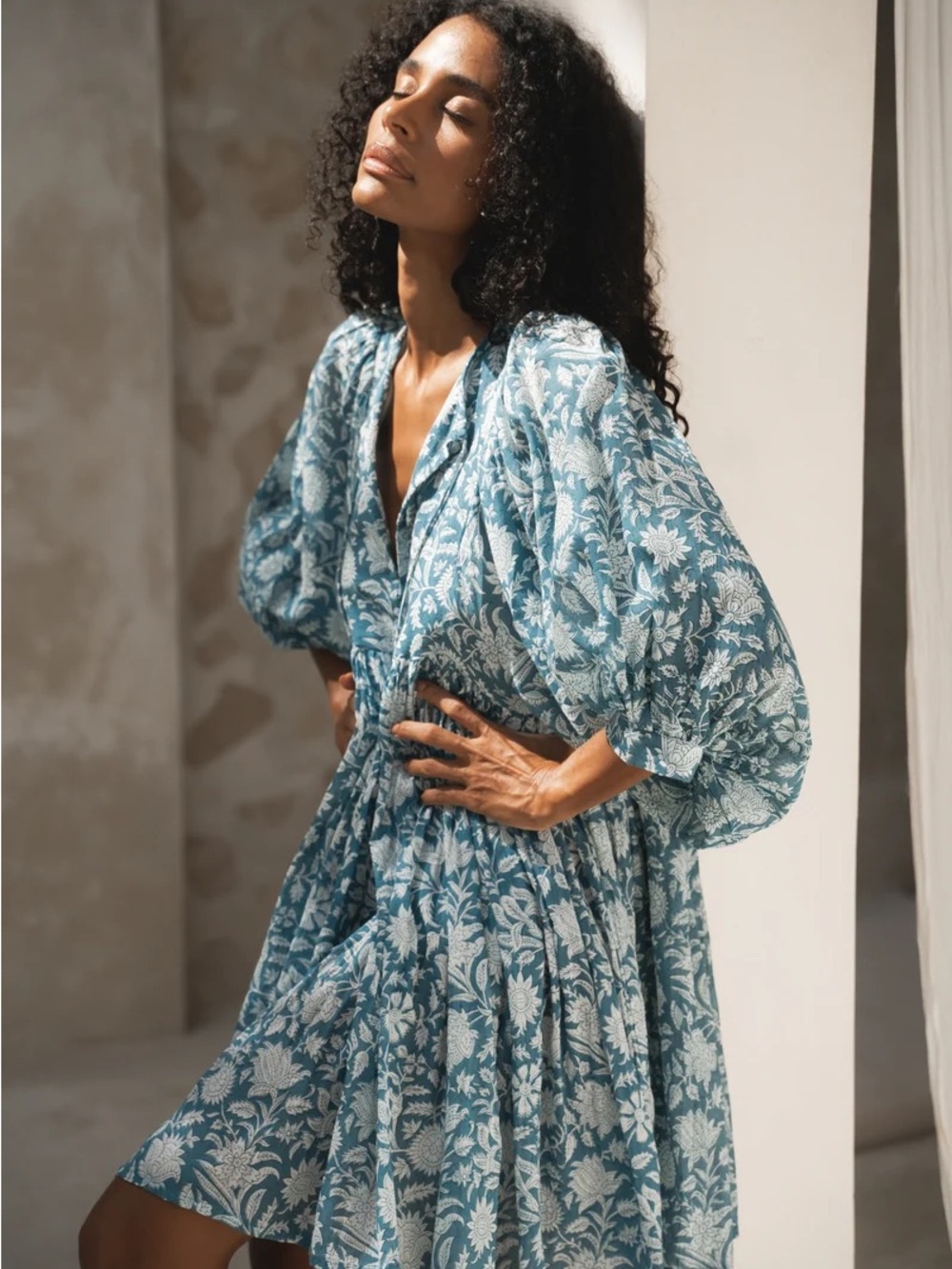 Daughters of India Kyra Mini Dress in Ocean Blue